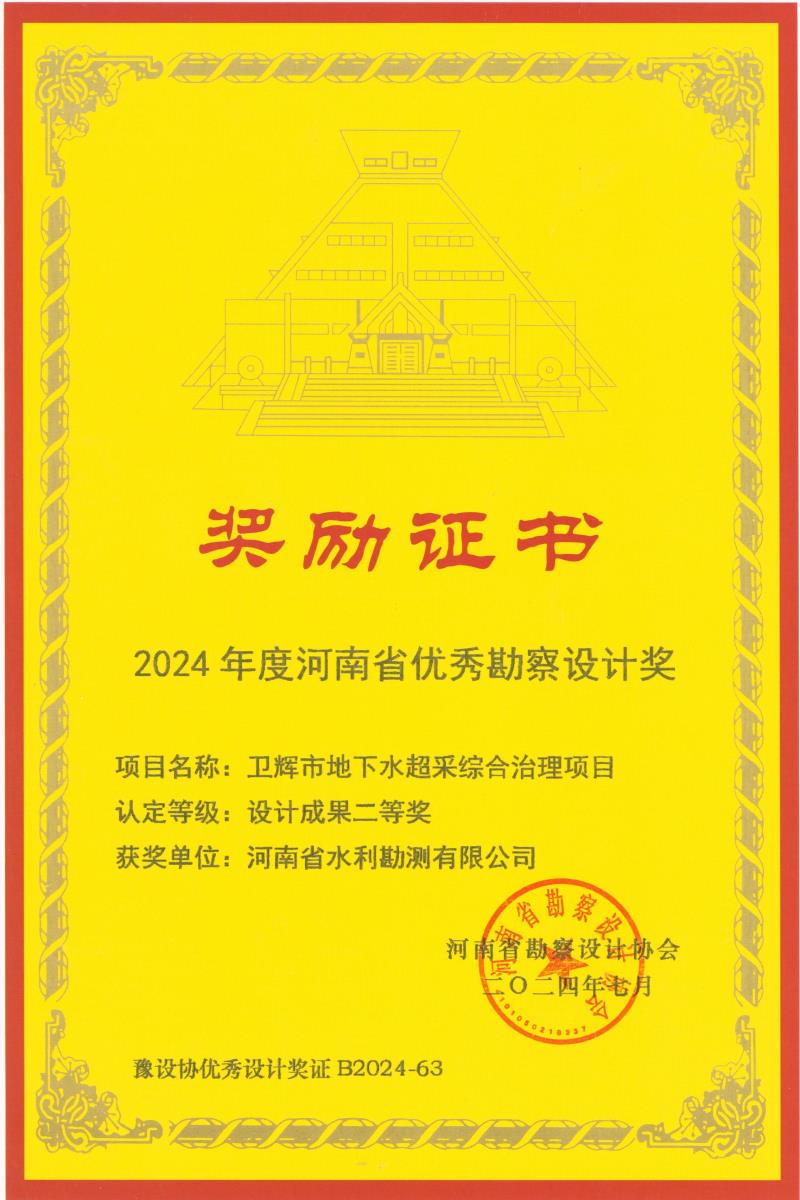 河南省優(yōu)秀勘察設(shè)計獎-設(shè)計成果二等獎-衛(wèi)輝地下水超采.jpg